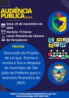 Audiência Pública - Lei Orçamentária Anual - 25/11/2024 - 15 Horas.